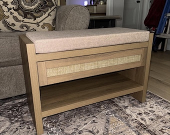 Rattan Shoe Bench Entryway Bench With Storage Drawer