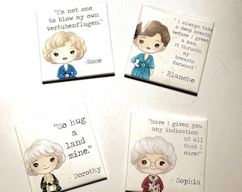 Ímãs de geladeira com frases divertidas das Golden Girls (2x2) - 5 ímãs