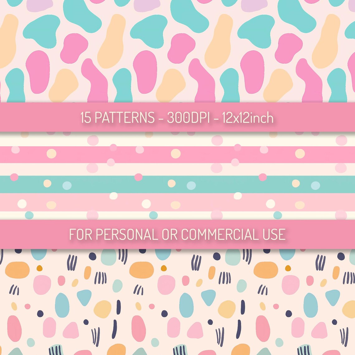Abstract Pastel Seamless Patterns PNG Digital Download - Cute Fun ...