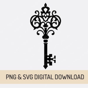 Sierlijke sleutel SVG, antieke sleutel SVG, huissleutels PNG, Skeleton Key Clipart, sleutel silhouet, vectorbestanden knippen, commercieel gebruik, digitale download