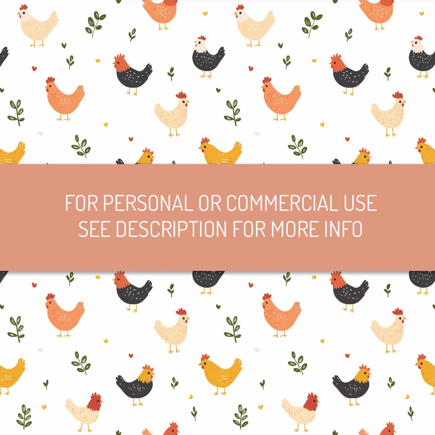 Chicken Repeat Pattern Cute Chickens Seamless Pattern, Digital Download Backyard Chicken ...