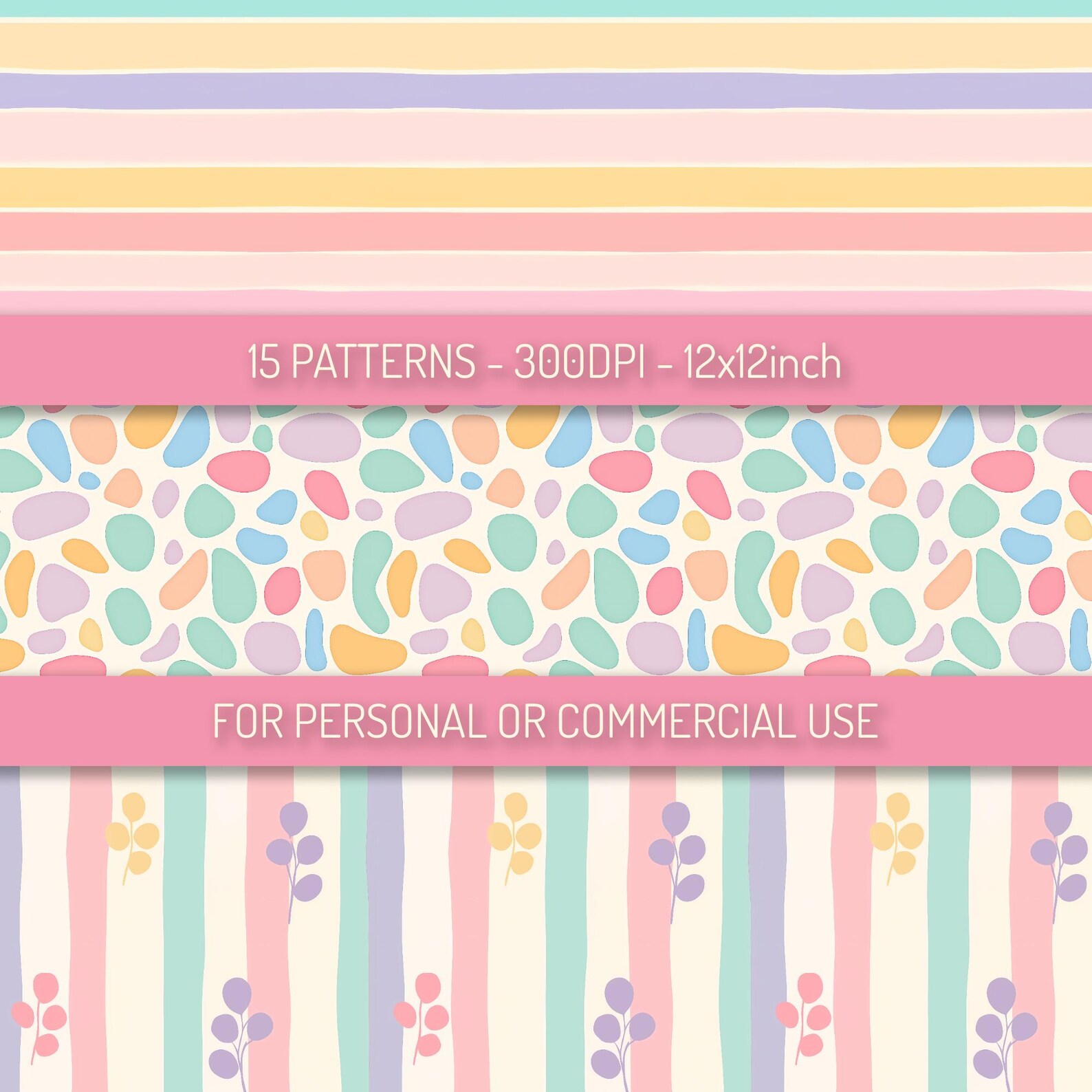 Abstract Pastel Seamless Patterns PNG Digital Download - Cute Fun ...