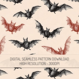 Halloween Bats Seamless Pattern PNG Digital Download, Spooky Halloween Clipart Repeat Pattern Sublimation Digital Paper Scrapbook Wallpaper