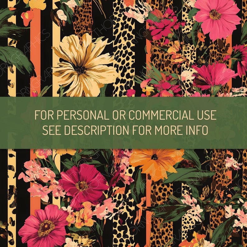 Maximalist Floral Seamless Pattern PNG Digital Download, Animal Print ...