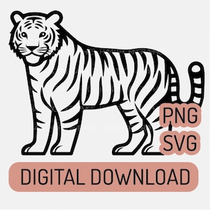 Descarga digital de tigre, vector SVG PNG, plantilla de imágenes prediseñadas de grandes felinos, silueta de tigre, imágenes prediseñadas de animales salvajes de la naturaleza para manualidades, archivos de corte