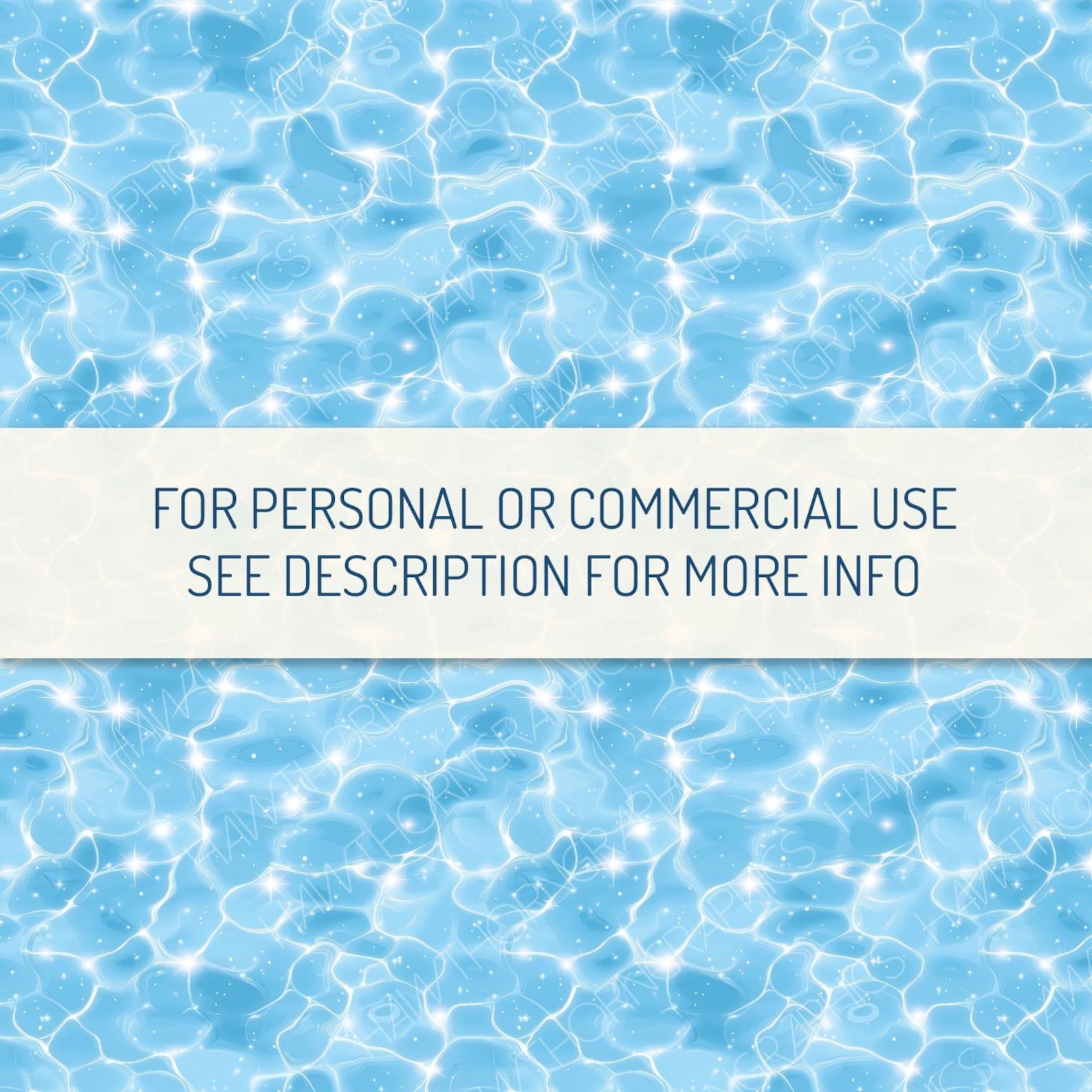 Sparkling Water Seamless Pattern PNG Digital Download, Blue Ocean ...