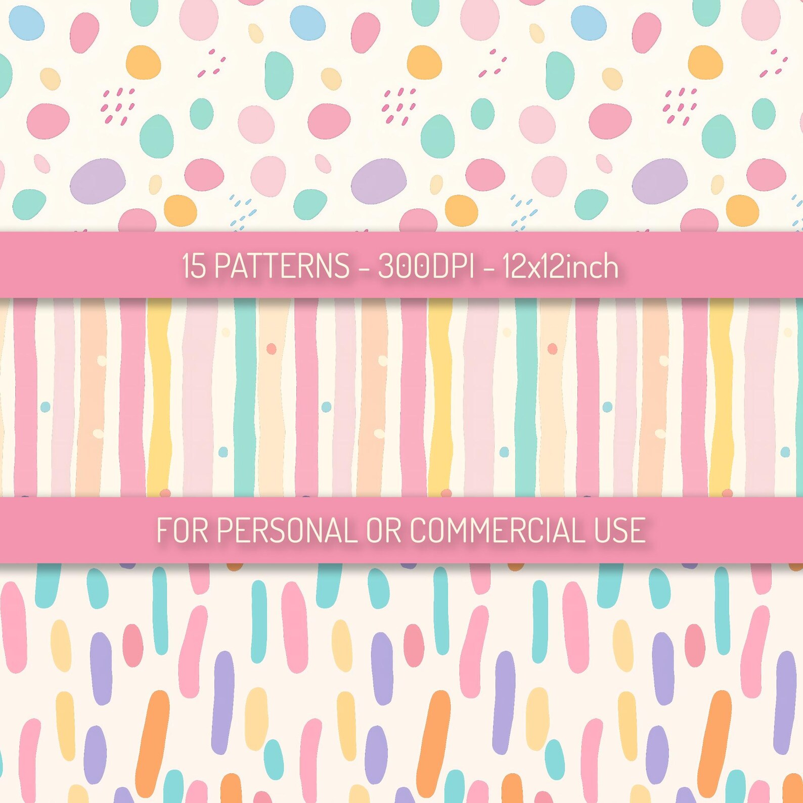 Abstract Pastel Seamless Patterns PNG Digital Download - Cute Fun ...
