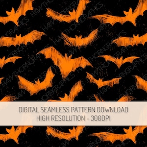 Halloween Bats Seamless Pattern PNG Digital Download, Spooky Halloween Clipart Repeat Pattern Sublimation Digital Paper Scrapbook Wallpaper