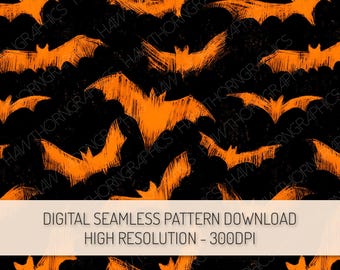 Halloween Bats Seamless Pattern PNG Digital Download, Spooky Halloween Clipart Repeat Pattern Sublimation Digital Paper Scrapbook Wallpaper