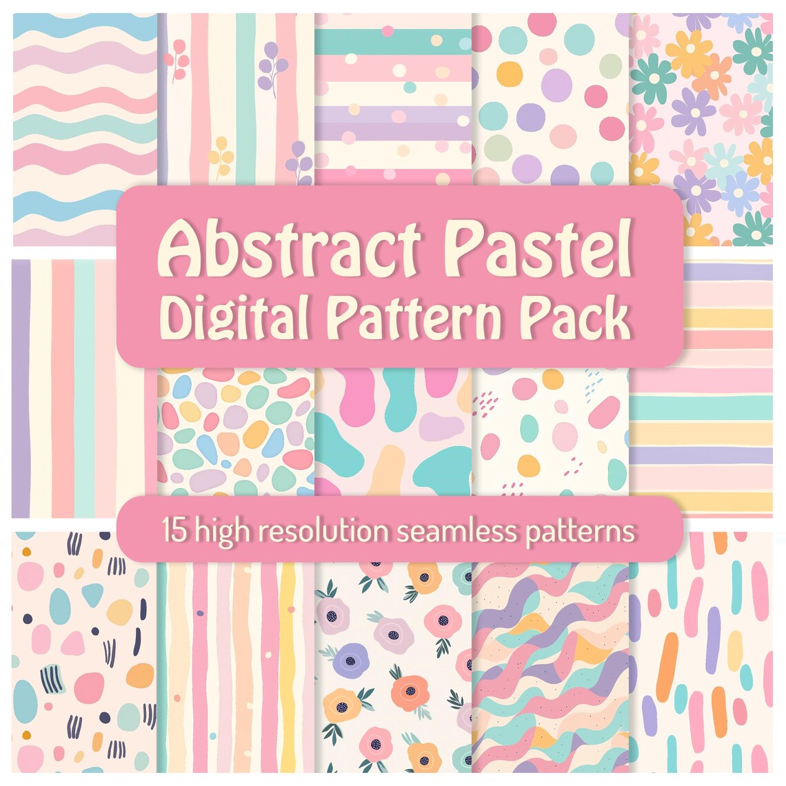 Abstract Pastel Seamless Patterns PNG Digital Download - Cute Fun ...