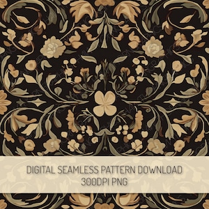 Medieval Tapestry Seamless Pattern PNG Digital Download, Vintage Floral Repeat Pattern, Historical Pattern, Medieval Clipart, Commercial Use