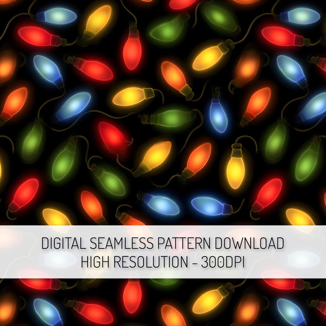 Christmas Lights Seamless Pattern PNG Digital Download, Colorful Fairy ...