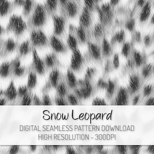 Snow Leopard Seamless Pattern PNG Digital Download, Leopard Fur Repeat Pattern, Spotted Fur Pattern, Animal Clipart, Animal Fur Print