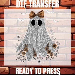 Cute Lace Ghost Ready To Press, Halloween Dtf, Boo Ghost Dtf, Halloween Gift Dtf, Halloween Boo Lace Bow Dtf, Halloween Ghost Dtf, Boo Ghost