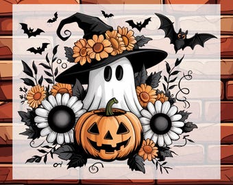 Ghost Witch Pumpkin DTF Transfer, Halloween Fall Ready To Press