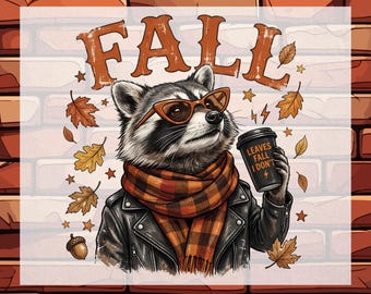 Funny Autumn Fall Raccoon DTF Ready To Press, Fall for Women Heat Transfer