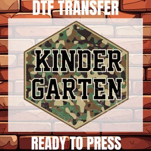 Retro Back to School Boys Old Camo Ready To Press, Camo First Day Dtf, Kindergarten Design Dtf, Pre-K to Third Grade Dtf, School Boy Dtf