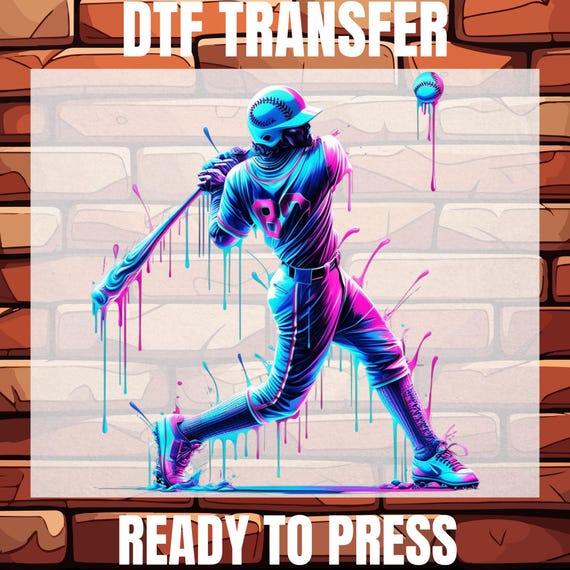 Ice Cream Drip Baseball Player DTF Heat Transfer, Ready To Press