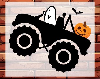 Ghost Monster Truck Halloween Kids DTF, Ready To Press, Spooky Season Toddler Transfer Iron On