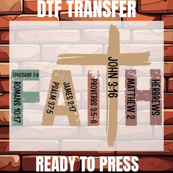 Retro Faith Cross Christian DTF Transfer, Religious Gift Ready To Press, Faith Based