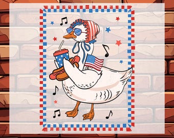 Matching 4th Of July Goose DTF Heat Transfer, 4th Of July Kids, Boy Girl Paatriotic