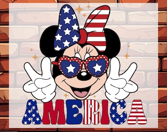 Disney America Mickey and Minnie DTF Ready To Press, Disney 4th Of July