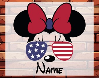 Custom 4th Of July Disney DTF Ready To Press, Patriotic Mickey and Minnie Sunglasses