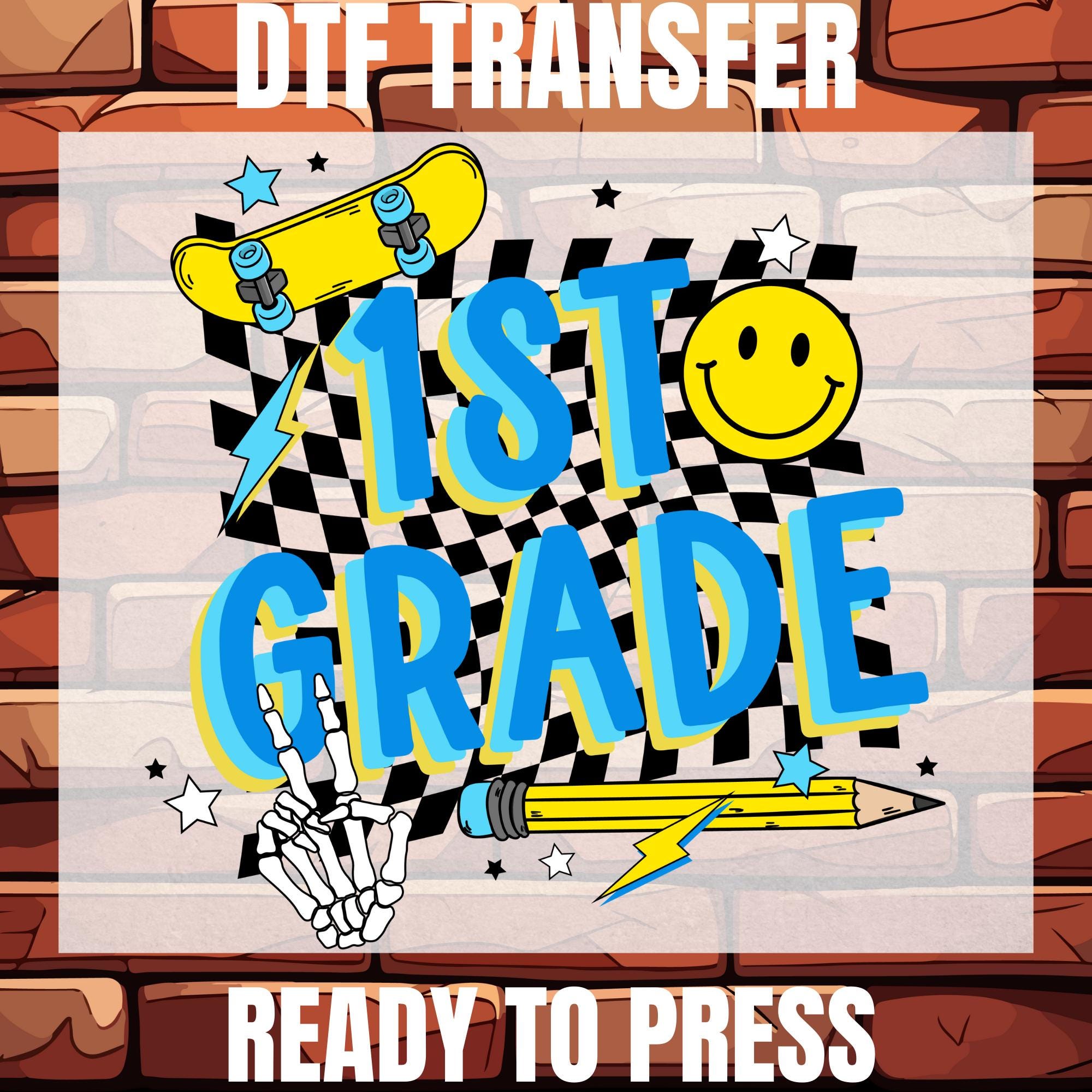 First Grade Retro School Boy Pencil Ready To Press, Back to School Kids Dtf, Hello First Grade Dtf, First Grade Boy Dtf, 1st Grade for Kids
