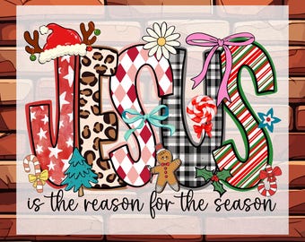 Coquette Leopard Jesus Christmas Ready To Press DTF, Heat Transfer: Preppy Christian Xmas Design