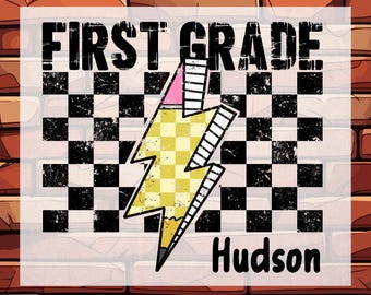Custom First Grade Boy DTF Ready To Press, Personalized Back to School Kids Transfer