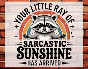 Your Little Ray of Sarcastic Sunshine Ready To Press, Funny Raccoon Dtf, Sarcastic Sassy Heat Transfer - Mental Health