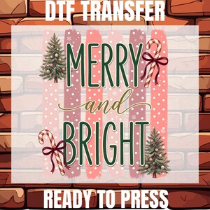 Transferencias térmicas navideñas listas para usar, estilo preppy con rayas, alegres y brillantes.