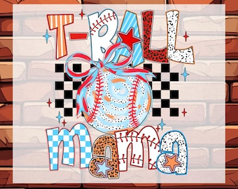 T-Ball Mama Checkered Coquette Ready To Press, Baseball Heat Transfer,  Game Day Baseball