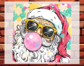 Preppy Colorful Christmas Santa DTF Transfer Ready To Press, Christmas Holiday Heat Press Design