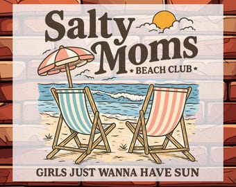 Salty Moms Beach Club DTF Transfer, Summer Beach Ready To Press