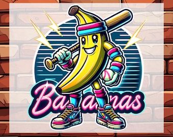 Funny Banana Baseball DTF Heat Transfer, Game Day Ready To Press