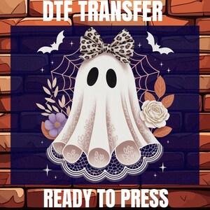 Cute Lace Ghost Ready To Press, Halloween Dtf, Boo Ghost Dtf, Halloween Gift Dtf, Halloween Boo Lace Bow Dtf, Boo Ghost Dtf, Cute Boo Design