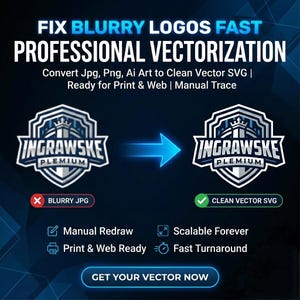 Servicio de vectorización de logotipos / Rediseño manual (jpg, png, ai) a svg