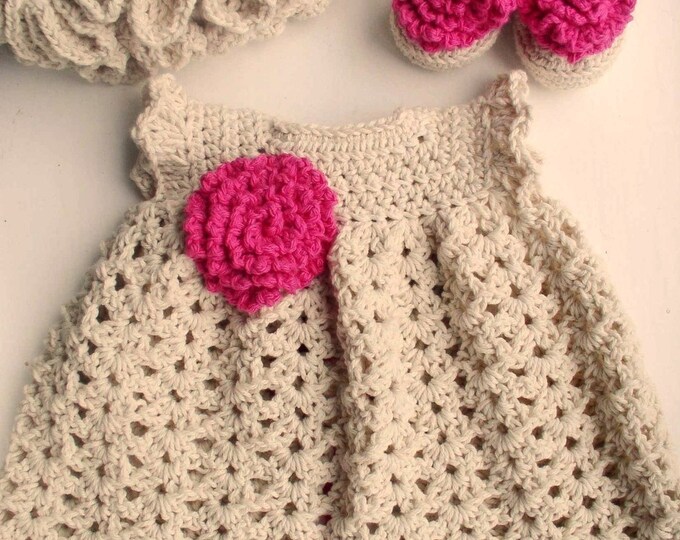 Newborn Baby Girl Dress in Cotton Shoes/booties and Sunhat Etsy