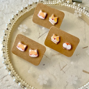 Plastic Stud Earrings Shiba Inu Dog Funny Chubby Cute Adorable Affordable Everyday Earrings Low Price Cartoon Style