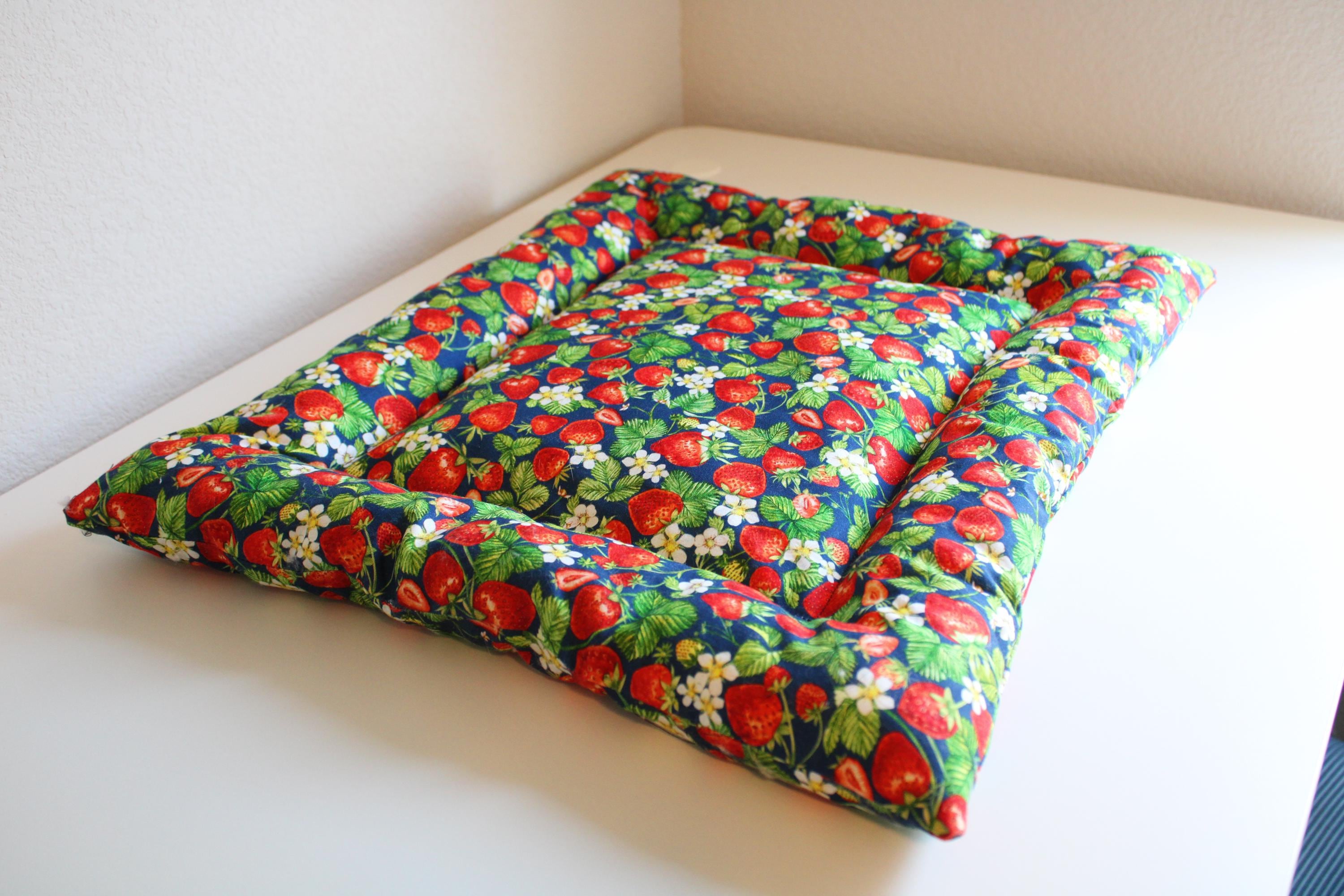 Strawberry Cat Bed With COTTON Fill - 100 Percent Natural Fibers and Handmade