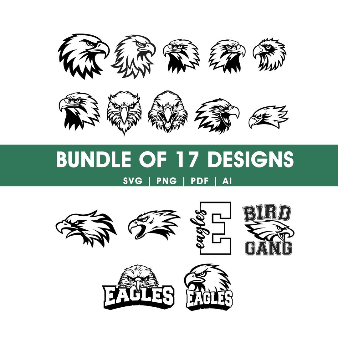 Bald Eagle Head SVG Bundle | Eagle Head PNG |patriotic Eagle Outline ...