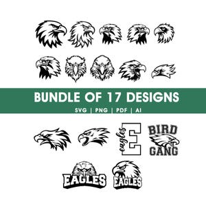 Bald Eagle Head SVG Bundle | Eagle Head PNG |Patriotic Eagle Outline Clipart | Cricut & Silhouette Laser Cut File | Png SVG Instant Download