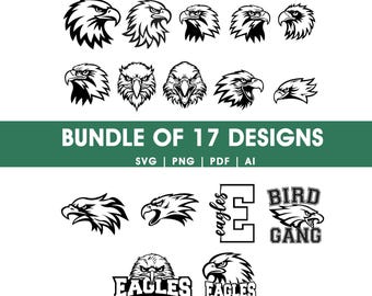 Bald Eagle Head SVG Bundle | Eagle Head PNG |Patriotic Eagle Outline Clipart | Cricut & Silhouette Laser Cut File | Png SVG Instant Download