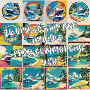 Cruise Ship Bundle 16 PNG Watercolor Cruise Door Clipart Digital Sublimation File Digital Download