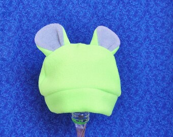 Fleece Baby Bear Hat - Lime Green with Ears