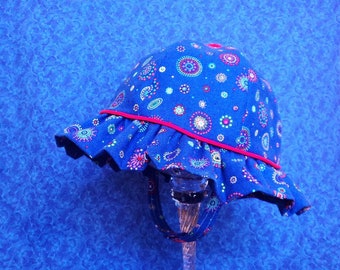 Royal Blue Toddler Sun Hat Medallions Design with Chin Straps