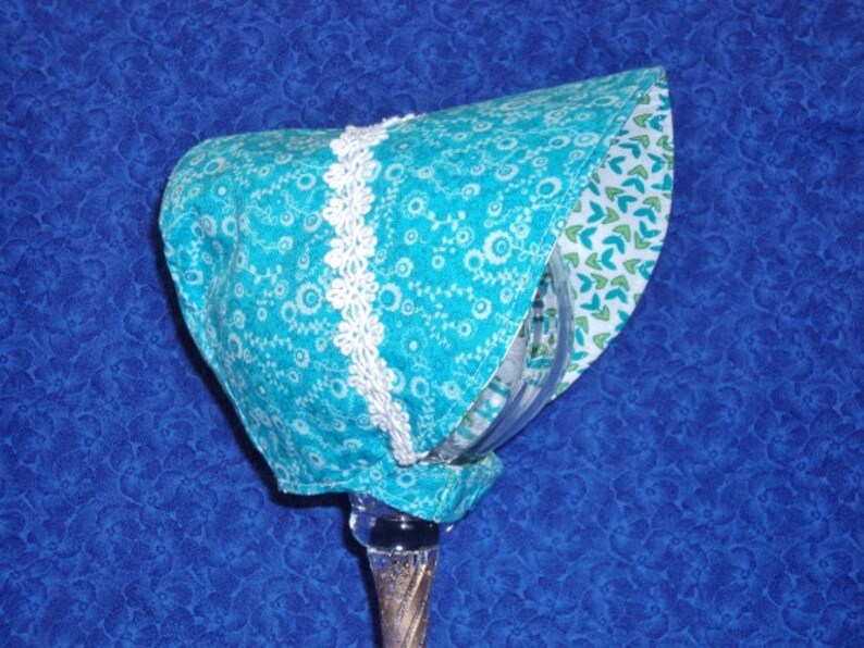 Reversible Baby Sun Bonnet Turquoise image 3