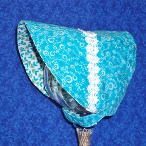 Reversible Baby Sun Bonnet Turquoise image 1