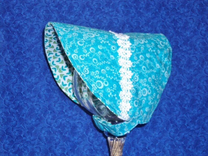 Reversible Baby Sun Bonnet Turquoise image 1